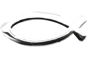 Oblique Unique® Autocollant poisson emblème chrétien pour voiture, appartement, portes, bricolage, projets de décoration, baptême, communion, confirmation et comme cadeau - Argenté - Autocollant