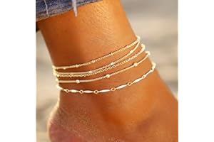 Clataly Ensemble de Chaîne de Pied Bohème Multicouche Bracelet Plage en Or - Bijoux pour Femme et Fille avec Perles