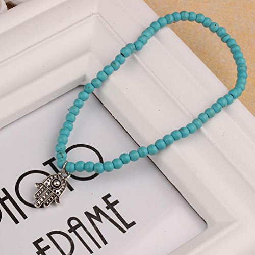 Ularmo Fußkette Boho Perlen Hamsa Fatima Fußketten Foot Chain Beach Jewelry - 5