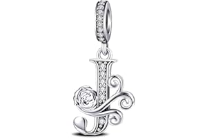 ChenYuTe Suitable for Pandora bracelet letter charm, romantic rose charm, jewellery gift for yourself, mum, daughter, girlfriends