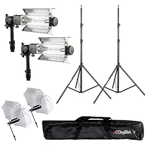 DIGITEK Heavy-Duty Porta Kit with Pair of Light Stands | Porta Lights Pair of Umbrellas and Carry Bag for Studio Setup (Porta Kit 9FT L)