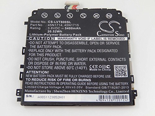 vhbw Li-Polymer Akku 5400mAh (3.8V) für Tablet, Pad Lenovo ThinkPad 8 wie 45N1714, 45N1715, 45N1718, 45N1719.