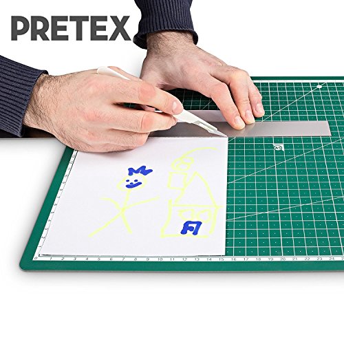 PRETEX Schneidematte 45 x 30 cm (A3) aus recyceltem PVC in grün mit selbstschließender, selbstheilender Oberfläche | 2 Jahre Zufriedenheitsgarantie | Schneideunterlage, Cutting Mat - 5