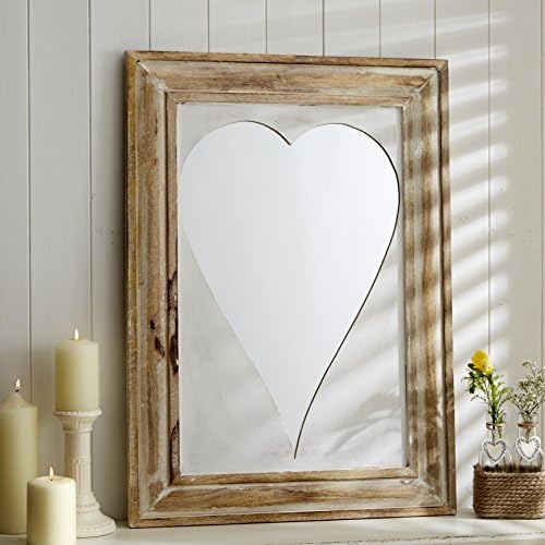 Large Wooden Heart Mirror