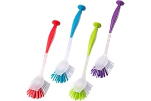 Homo Trends Lot de 4 brosses à vaisselle avec ventouse, poignée douce et poils anti-rayures