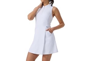 ZENGVEE Women Tennis Dress with Built in Shorts and Pockets Sleeveless Romper Golf Dresses for Workout Athletic Exercise Sports Summer Dresses