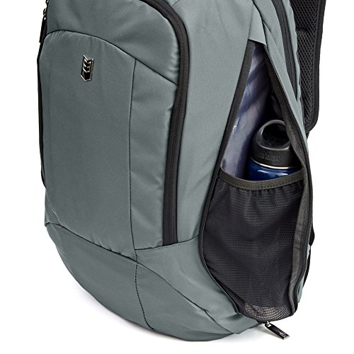 Laptop Rucksack 17,3″, Evecase Wasserabweisend Daypack mit Laptopfach 17.3 Zoll/ Akteneinteilung / Tabletfach/ Viele Zubehörfächer / Versteckbar Getränketasche – Grau - 7