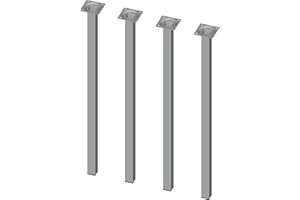 DIY Element System Möbelfuß eckig – Vierkant-Metallfuß, ideal als Tischbein für die Gestaltung individueller Möbelstücke – 25 x 25 mm, Länge 600 mm, Weißalu