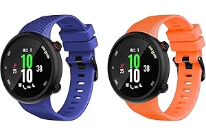 GRANSHO Bracelet de montre en silicone compatible avec Garmin Forerunner 45 / Swim 2 - Boucle noire en acier inoxydable brossé