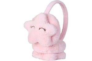 iNelihoo Kids Warm Fluffy Earmuffs Adjustable Winter Lovely Cartoon Star Earmuffs Outdoor Thermal Ear Cover Baby Girls Boys Windproof Ear Protector Soft Plush Ear Warmers Xmas Birthday Gift