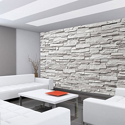Vlies Fototapete 400×280 cm PREMIUM PLUS Wand Foto Tapete Wand Bild Vliestapete – NOBLE GREY STONE WALL – Asian STONE WALL Steinwand Steintapete Wand Wandverblender Asia Steine – no. 019 - 6