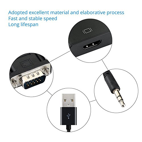 BlueBeach – VGA + Audio zu HDMI Konverter – Unterstützt 1080p Full HD – Connect PC Computer VGA-Video + Audio zu HDMI-Monitor oder HDTV - 5