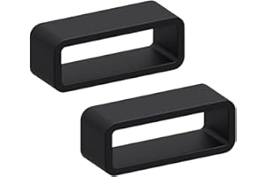 BUCKLE & STITCH Black Silicone Strap Keeper Loops | 16mm 18mm 20mm 22mm 24mm | 2 Pack | Rubber Watch Band Holders | Super Strong | 1.5mm Thick Replacement Wristwatch Retainers | Suitable for Watches and Smartwatches