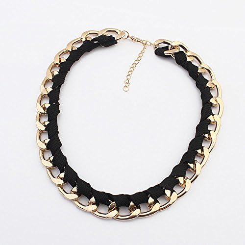 WTING Necklace Woman popular fluorescent color simple personality Weaving Webbing necklace , black
