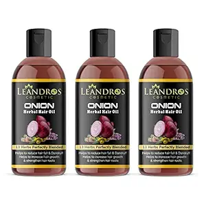 Leandros Red Onion Herbal Hair Oil (100ML,Pack Of 3)