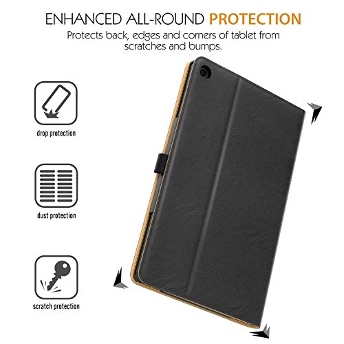 ATiC Hülle für All-New Amazon Fire HD 8 Tablet (7th Generation – 2017 Modell) – Schlank Folding Kunstleder Schutzhülle Leder Hülle Tasche Ledertasche Etui Smart Case Cover mit Dokumentschlitze, Standfunktion, Auto Sleep/Wake up Funktion für das neue Fire HD 8, Schwarz - 3