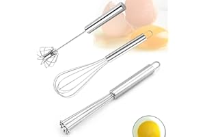 LSYDGN Schneebesen Klein MIni,Automatischer,Kleiner HandSchneebesen Edelstahl,Schneebesen Set,Rührbesen für Küche,Mischen, Rühren Von Teig,3 Stück,10 Zoll,12 Zoll