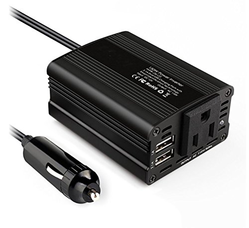 QINUO Convertisseur Transformateur 150W 12V 220V/110V Chargeur Allume-Cigare pour Camping-Car,220V