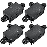 ASEL Waterproof Outdoor Junction Box Connector Underground 3-way Cable Sleeve for 5-10 mm Cable Diameter M16 (Pack of 4)