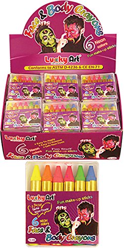 Neon Face Paint Crayons (6 per box), Make Up, Fancy Dress, Accessory