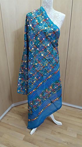 Full Embroidered Cotton Women STUNNING vintage Dupatta/Scarf/Shawl/sarong/head scarf Long Chunni Party Wear Stole - Multipurpose wear