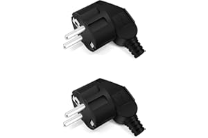 ‎TANXIS 2 Stücke Schuko Stecker, IP20 Schuko Stecker für den Innenbereich, Europa-Stecker Kunststoff 250V (16A) für 8-10mm Kabel, IP20 für den Innenbereich - Schwarz