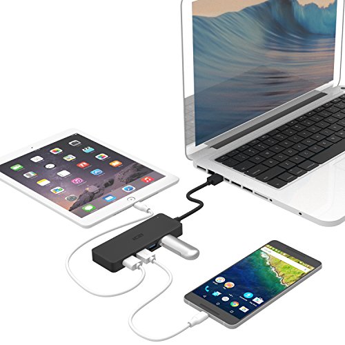 ICZI USB 3.0 HUB, 7x USB 3.0 Ports, vernickelt Stecker, schlank Entwurf mehr dünn, für Apple MacBook, Mac Mini, MacPro, Windows Laptops und Ultrabooks, sowie PCs und weiteren USB 3.0 kompatiblen Geräten (Schwarz) - 6