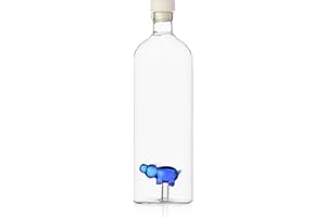 Ichendorf Milano Bottiglia con Ippopotamo, Collezione Animal Farm, 115 cl, Vetro Borosilicato, Fatto a Mano
