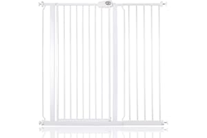 BETTACARE Safetots Extra Tall Premium Barrière pour Chien, 108.4cm - 116cm, Blanc,Extra Haute de 104cm, Installation Facile par Pression pour Chien et Chiot