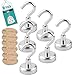 Produktbild toohxl 6 Pack Super starken Magneten Haken Ziehen Heavy Duty Neodym Silber Metall magnetisch Lift Haken Haken zum Aufhängen für Innen- oder Außeneinsatz Raum Ihr Set 25 mm Ø bis 48LB + 3 M nicht Scratch Aufkleber.