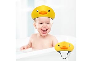JOFONY Children's Shower Cap, Hair Washing Aid Children, Adjustable Hair Washing Child Protection, Silicone Eye Protection Cap for Baby Shower and Shampoo (Duck Yellow)