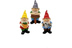 MUAMAX Miniature Garden Gnomes Set of 3 Fairy Gardens Gnome Figurines Fairy Garden Accessories Small Gnome Mini Gnomes Set Outdoor Miniature Garden Ornaments