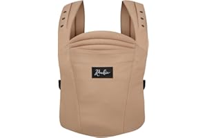 Rookie Babytrage ab Geburt - Ergonomisch, Bequem, Bio-Stoffe - Premium Elite Design - Baby Trage schnell & einfach angelegt - Baby carrier für Neugeborene bis 2 Jahre (Latte)