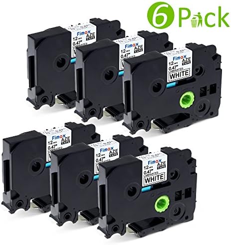 6 Labeling Tape Cassette for Brother TZe-231 Black on White 12mm, Suitable for Brother P-touch PT H101C H110 E100 1000 1005 GL-H105 1080 2030VP H100LB