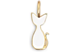 SINGULARU - Charm Salem Gato Enamel. Ciondolo in Ottone con Finitura Placcata Oro 18Kt o Rodio. Charm Reversibile Decorato con Smalto Colorato. Gioielli per Donna