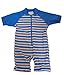 Plum Collections - 3/6m Baby Boy Sunsuit All in One Australian Sun Protection UPF50+ - Blue Stripe