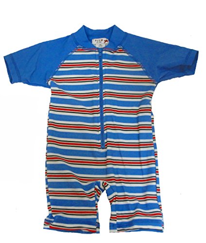 Plum Collections - 3/6m Baby Boy Sunsuit All in One Australian Sun Protection UPF50+ - Blue Stripe