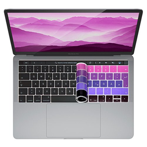 kwmobile Tastaturschutz Apple MacBook Pro 13″ / 15″ (ab 2016) Touchbar – QWERTZ Silikon Laptop Tastaturfolie – Notebook Tastaturschutzfolie Pink Violett - 2