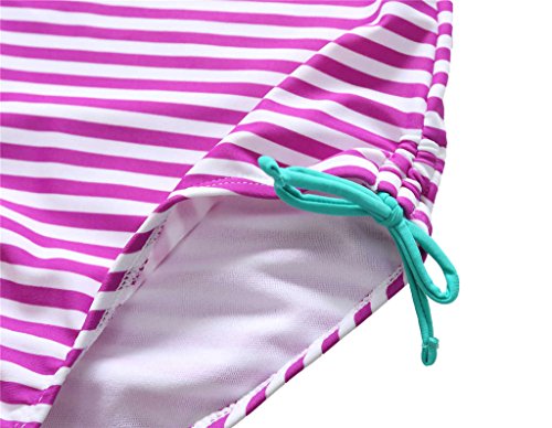 ALove Mädchen Einteiler Badeanzug Streifen Spaghetti Träger Schleife Spa - 4