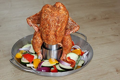 Santos Edelstahl Geflügelhalter und Gemüsekorb Drunken Chicken 3-teilig für Ente, Grillhühnchen oder Grillgemüse für Gasgrill, Kohlegrill oder Kugelgrill - 6