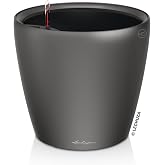 Lechuza Classico Premium LS 21 Metallic Anthracite 16023 | 1 pack, 21 x 20 cm, small size, indoor, exterior, drainage hole, q