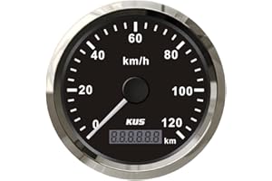 KUS Compteur De Vitesse Compteur De Vitesse GPS Etanche 120KM/H Avec Rétroéclairage Pour Auto 85mm (Noir)