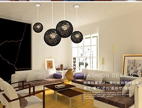 HEYUN& Creative Creative Colored Pendant Lamps Restaurant Bar Cafe Lamps Rattan Field Pasta Ball Pendant Lamps ( Color : Black-30cm )