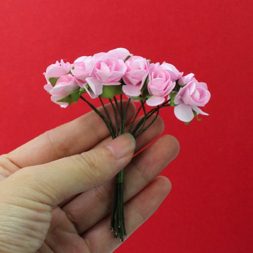 RHX Papier-Rosen, Hochzeitskarten-Deko, Elfenbeinfarben, 144 Stück - 4