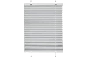 Victoria M. Indiva Lite Tenda Plissettata per Porte e Finestre Montaggio Senza Foratura con Supporto Klemmfix, 35 x 120 cm, Grigio Chiaro