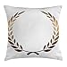 Produktbild Ocabags Gold Throw Pillow Cushion Cover, Ancient Circular Laurel Wreath with Interlocking Branches and Evergreen Leaves Design, Decorative Square Accent Pillow Case, Gold White 18 x 18 Inch