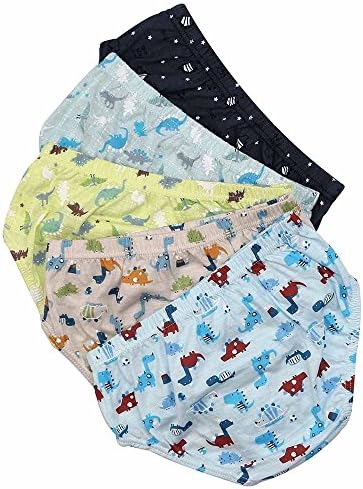Espoy Boys Underwear Briefs Boxer Shorts Dinosaur Print 100% Cotton Elasticated Waist Kids Character Underpants Trunks Children Boxers Pants Ages 3-14 Years Pack Of 5