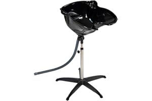 Concise Home Lavandino da parrucchiere mobile barbiere lavandino posteriore altezza regolabile nero