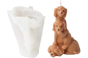 Xidmold 3D Stacking Dog Candle Mould, Dog Silicone Mould for Fondant, Chocolate, Cake Decor, Candle, Soap, Polymer Clay, Plaster Ornament, Resin Art (Dog)