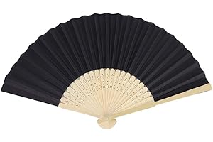 Yukiyi Dunkelgrüne Handfächer für Damen klappbar Frauen, faltbare Handfächer, Stoff-Faltfächer, DIY, handgefertigte Fächer zum Tanzen, Foto-Requisiten, Wanddekoration, Hochzeitszubehör (Schwarz)